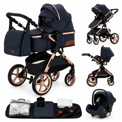 Poussette Bébé 3-en-1 Aluminium Pliable