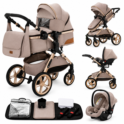 Poussette Bébé 3-en-1 Aluminium Pliable