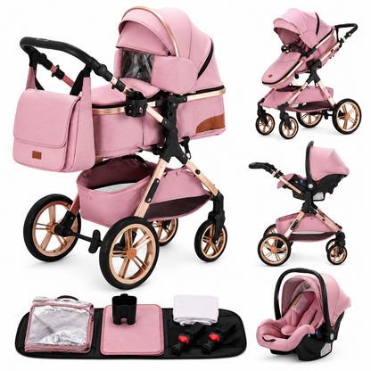 Poussette Bébé 3-en-1 Aluminium Pliable