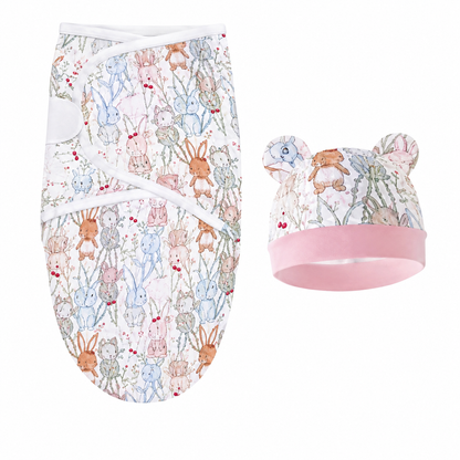 Ensemble Bébé Cocon Douceur – Couverture & Chapeau en Coton