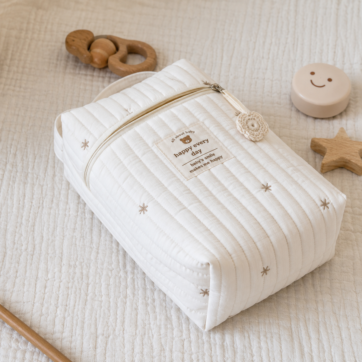 Sac à Langer Bébé Matelassé avec Rangement