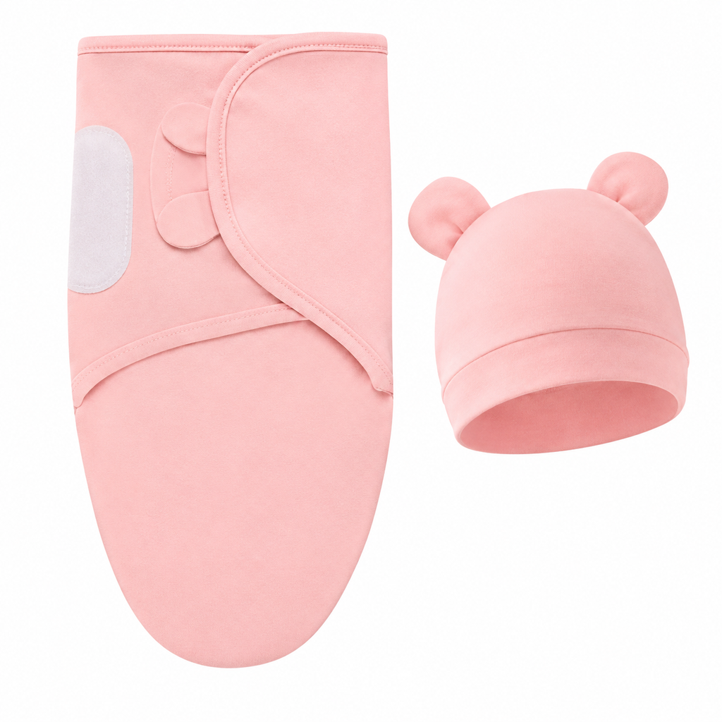 Ensemble Bébé Cocon Douceur – Couverture et Chapeau en Coton