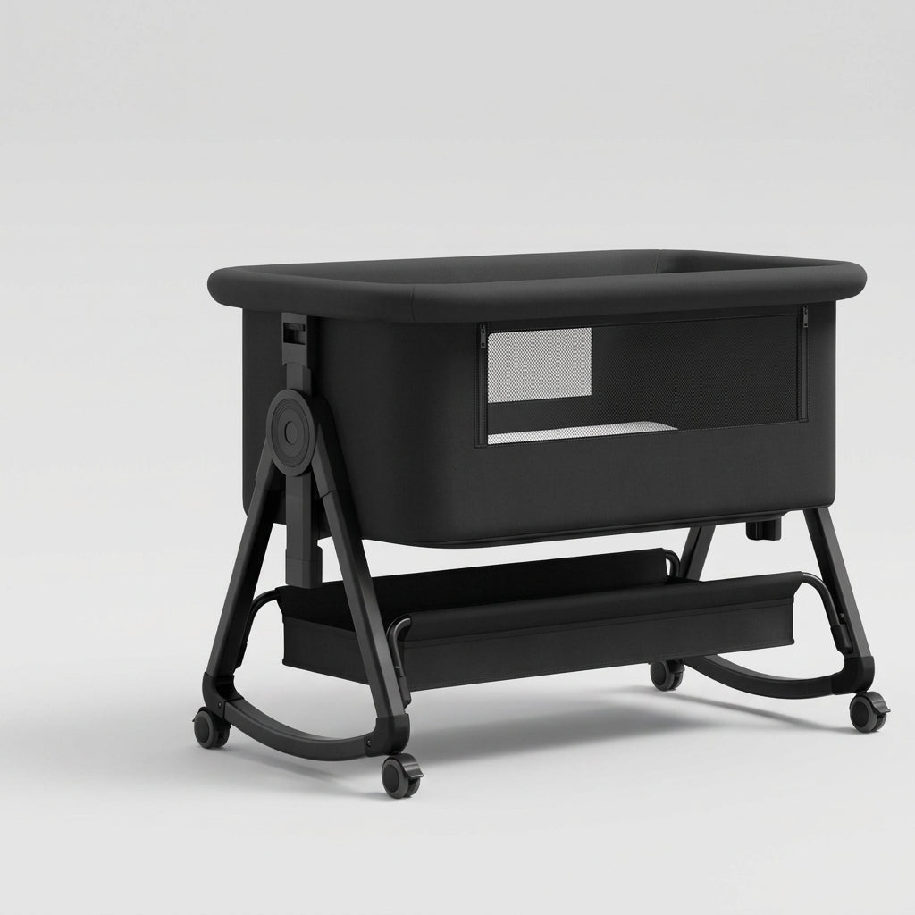 Lit Bébé 3-en-1 Réglable avec Matelas et Roulettes