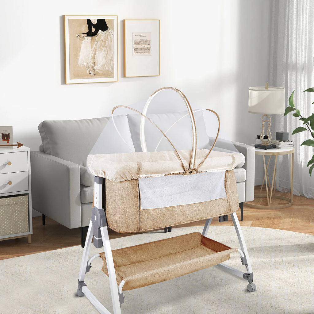Lit Cododo Bébé 2-en-1 Réglable sur 6 Hauteurs avec Roulettes