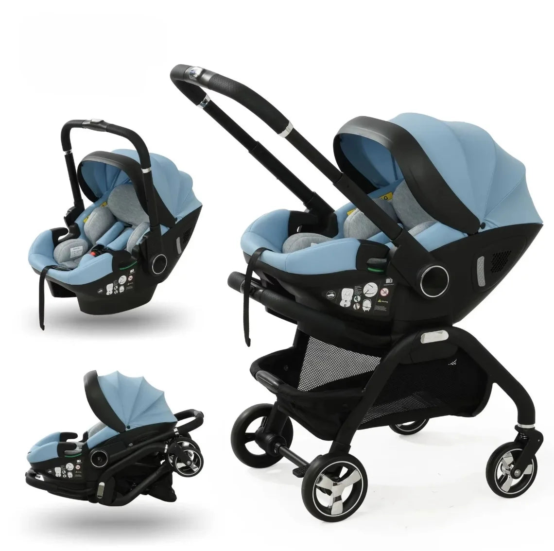 Poussette Bébé Modulable Pliable à Assise Amovible