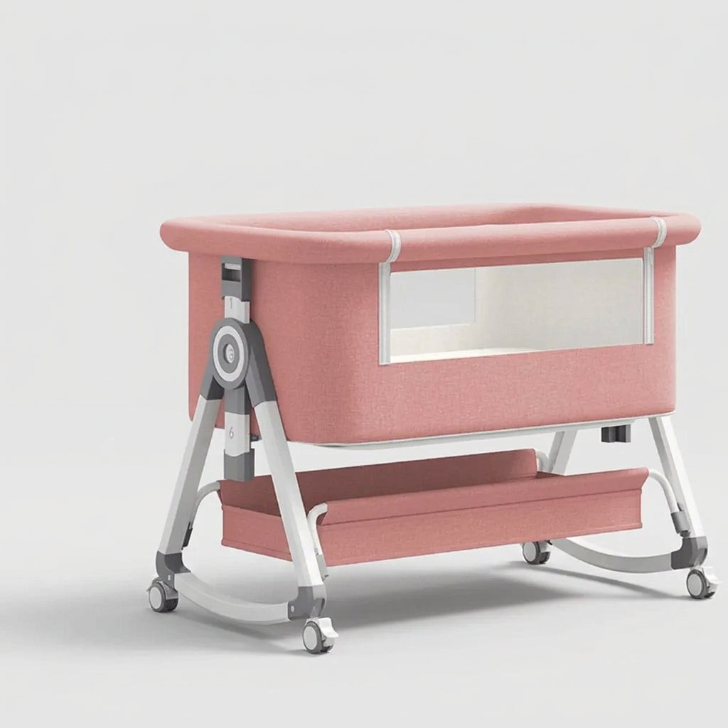 Lit Bébé 3-en-1 Réglable avec Matelas et Roulettes