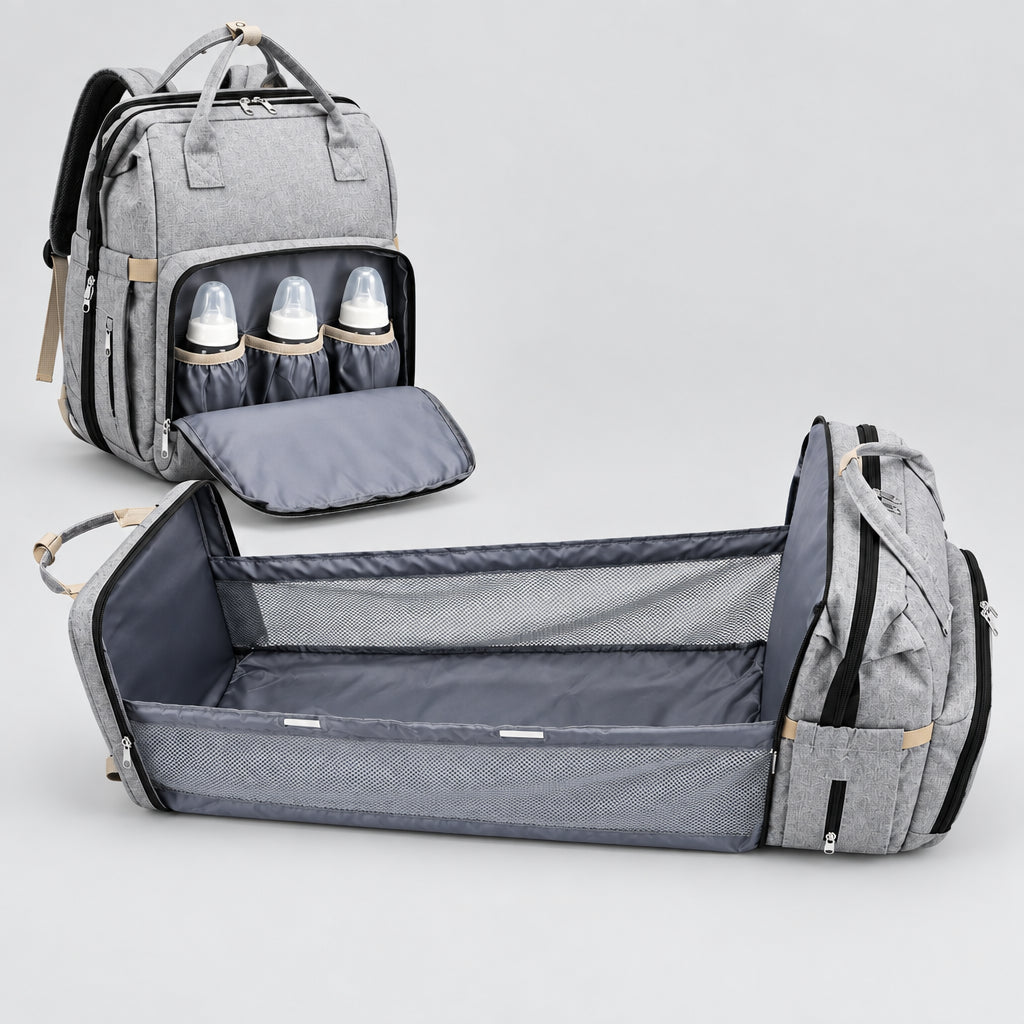 Sac à Dos à Langer Bébé Multifonction avec Espace d’Appoint Intégré