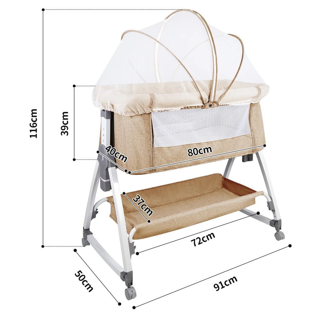Lit Cododo Bébé 2-en-1 Réglable sur 6 Hauteurs avec Roulettes
