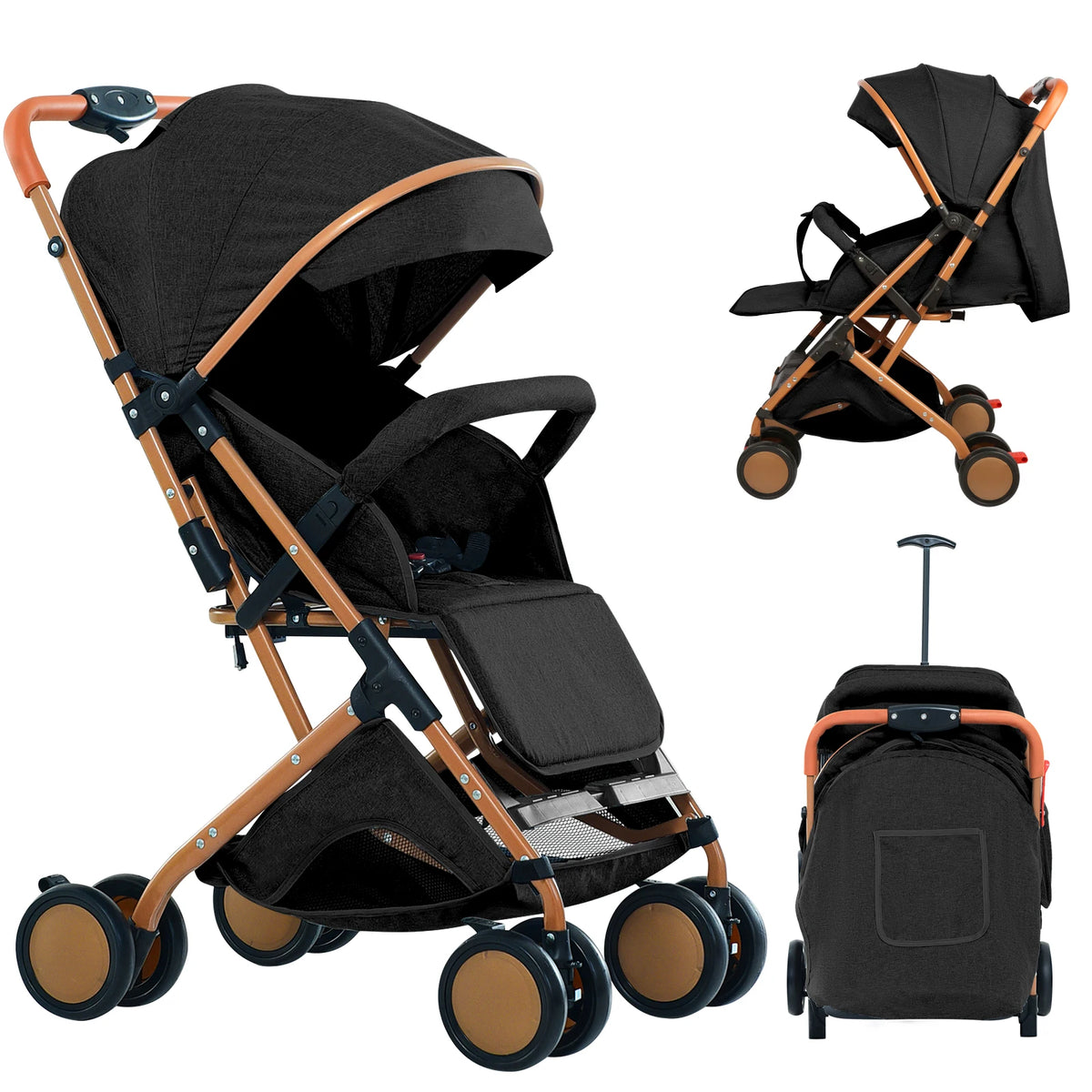 Poussette Bébé Urbaine Pliable avec Dossier Inclinable