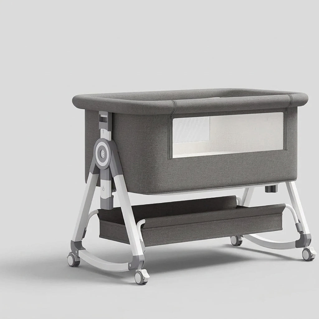 Lit Bébé 3-en-1 Réglable avec Matelas et Roulettes