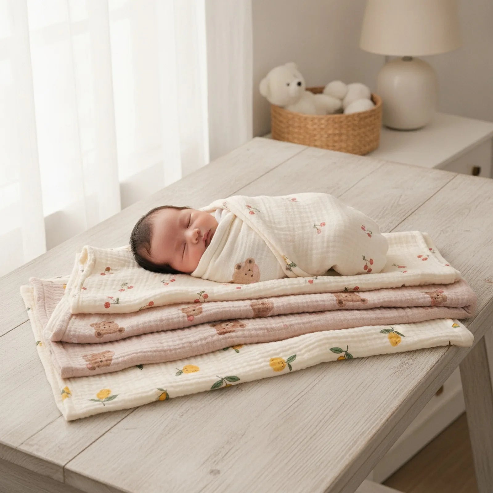 Couverture d'emmaillotage bébé mousseline coton