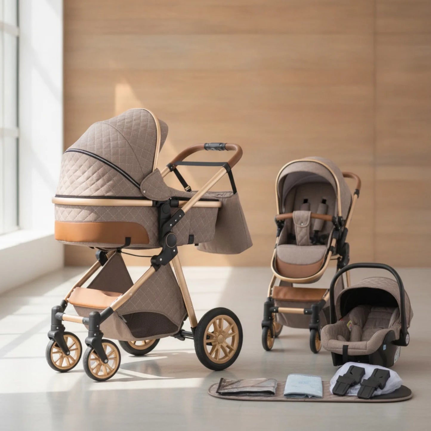 Poussette Bébé 3-en-1 Aluminium Pliable