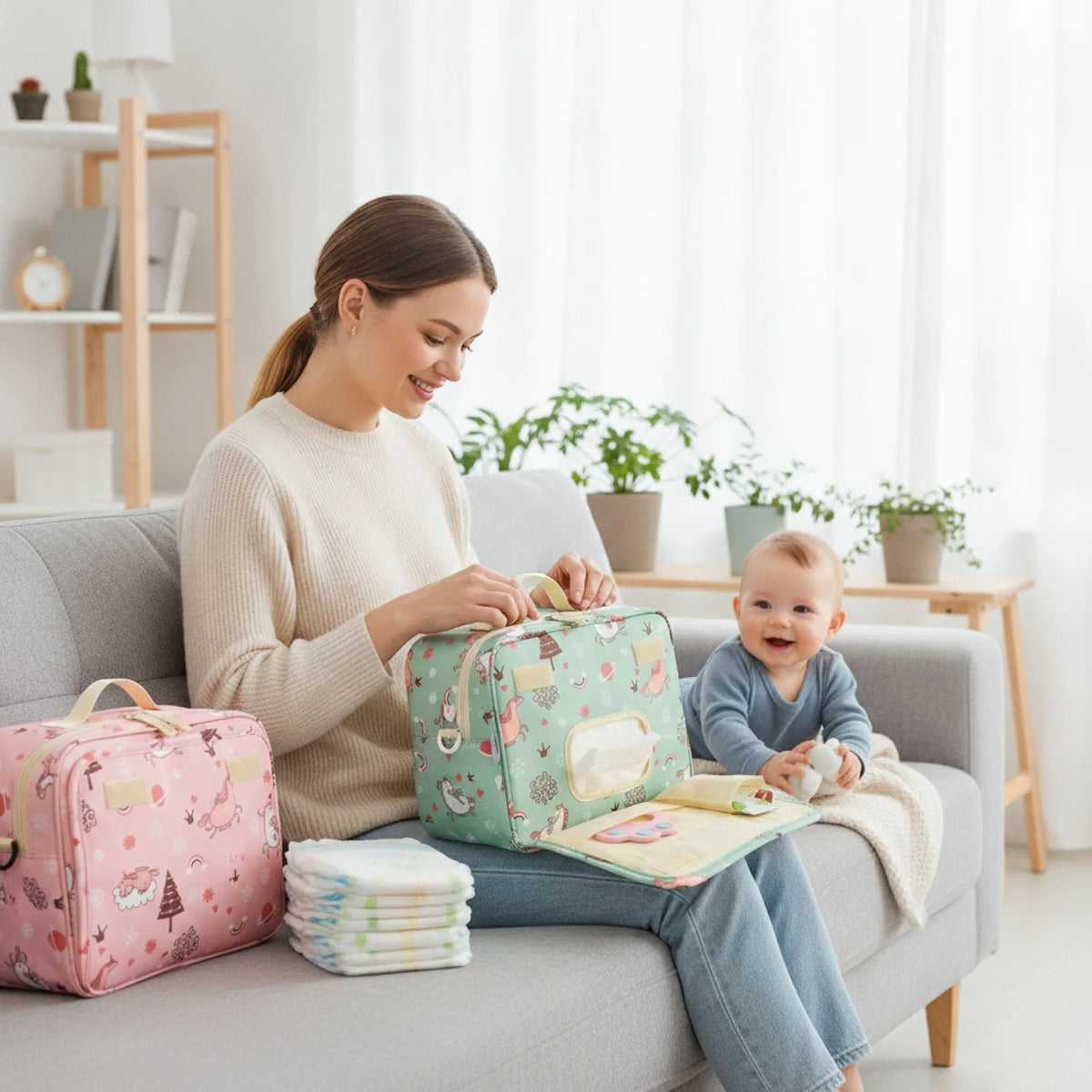 Sac à Couches Bébé avec Plusieurs Rangements