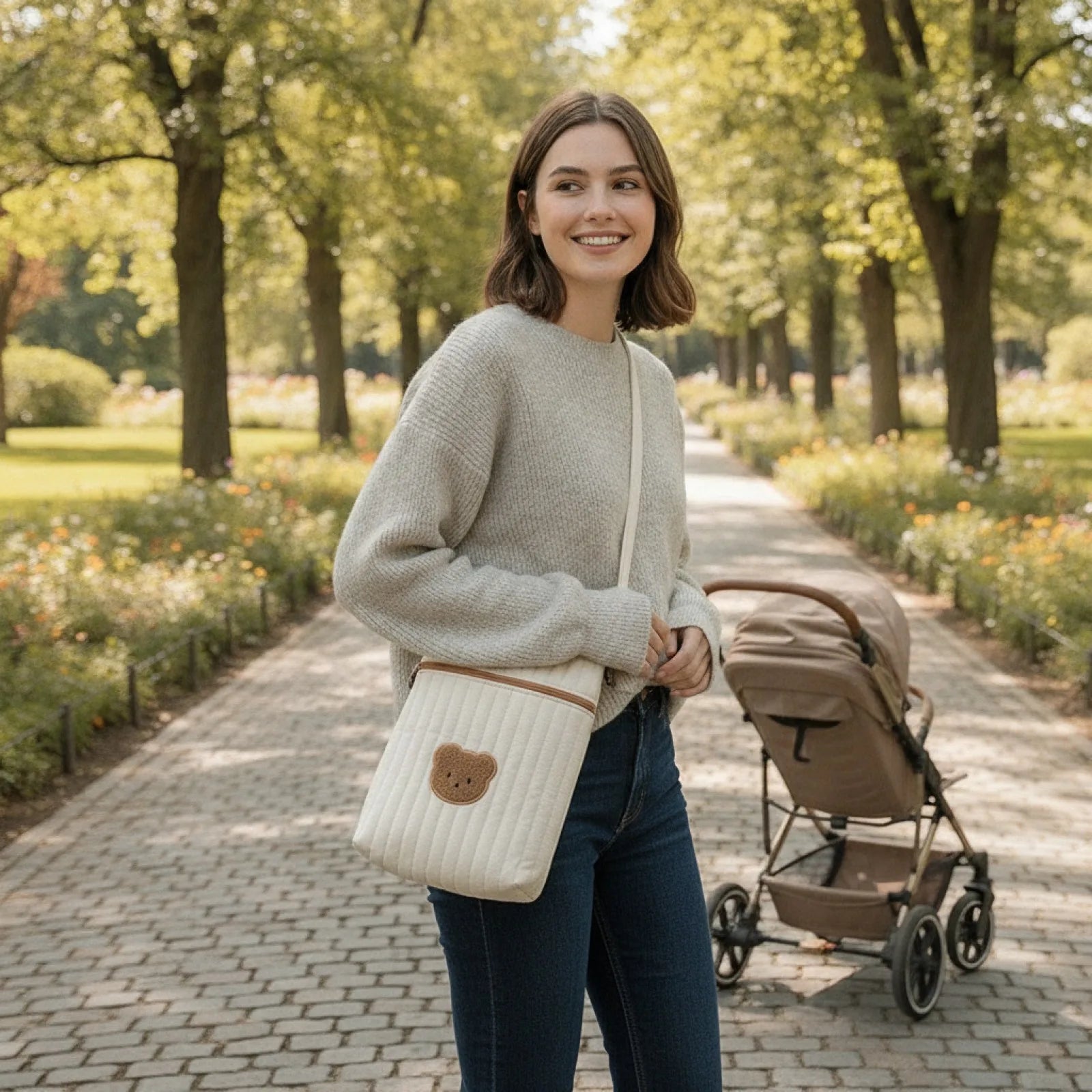 Sac Maternité "Ours Maman" Beige