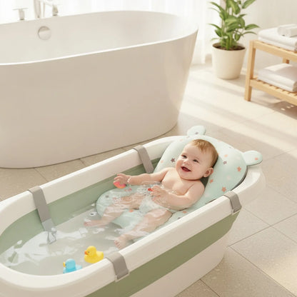 Tapis de Bain Bébé Antidérapant avec Coussin Douillet