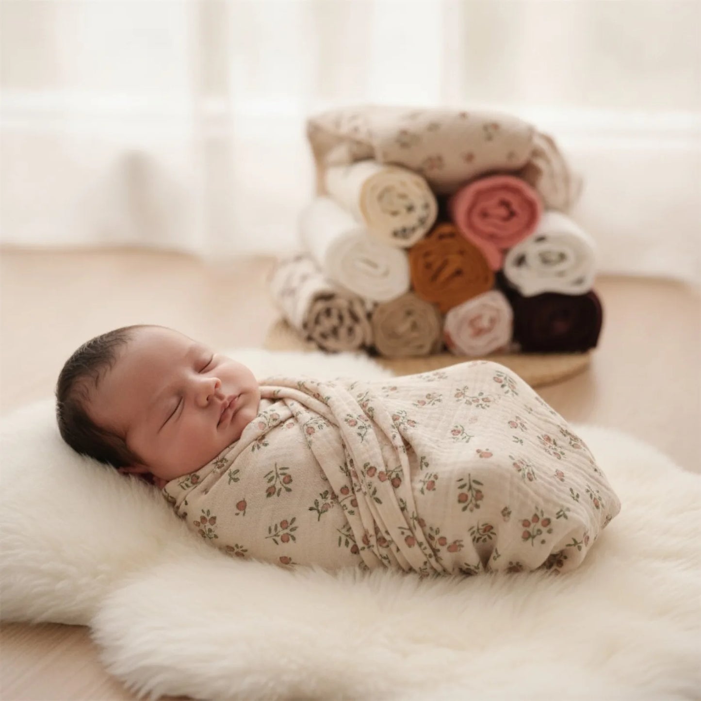 Couverture d'emmaillotage bébé en mousseline de coton