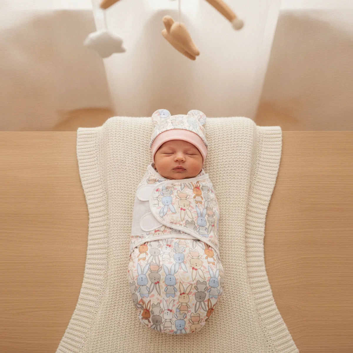 Ensemble Bébé Cocon Douceur – Couverture et Chapeau en Coton