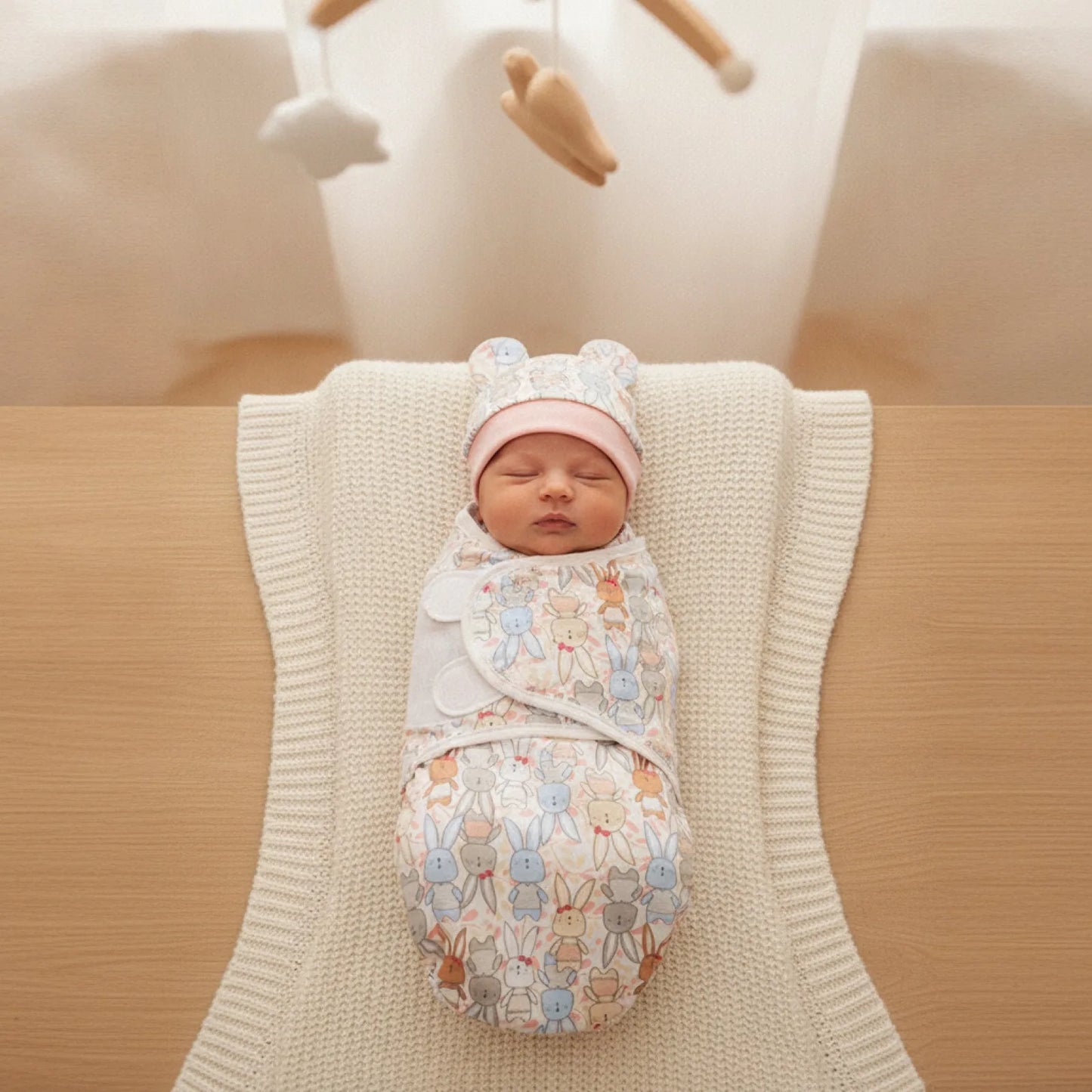 Ensemble Bébé Cocon Douceur : Couverture & Chapeau Coton