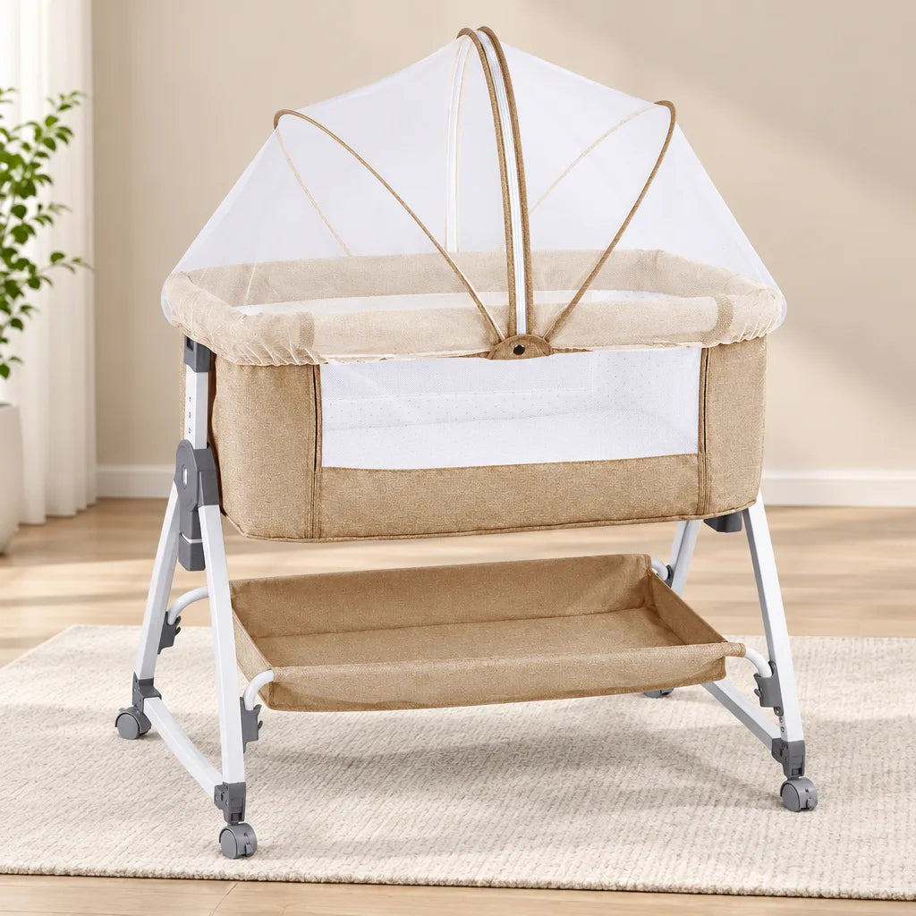 Lit Cododo Bébé 2-en-1 Réglable sur 6 Hauteurs avec Roulettes