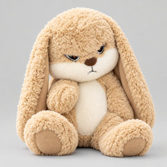 Peluche Lapin Blanc Expression Fâchée – Animal en Peluche