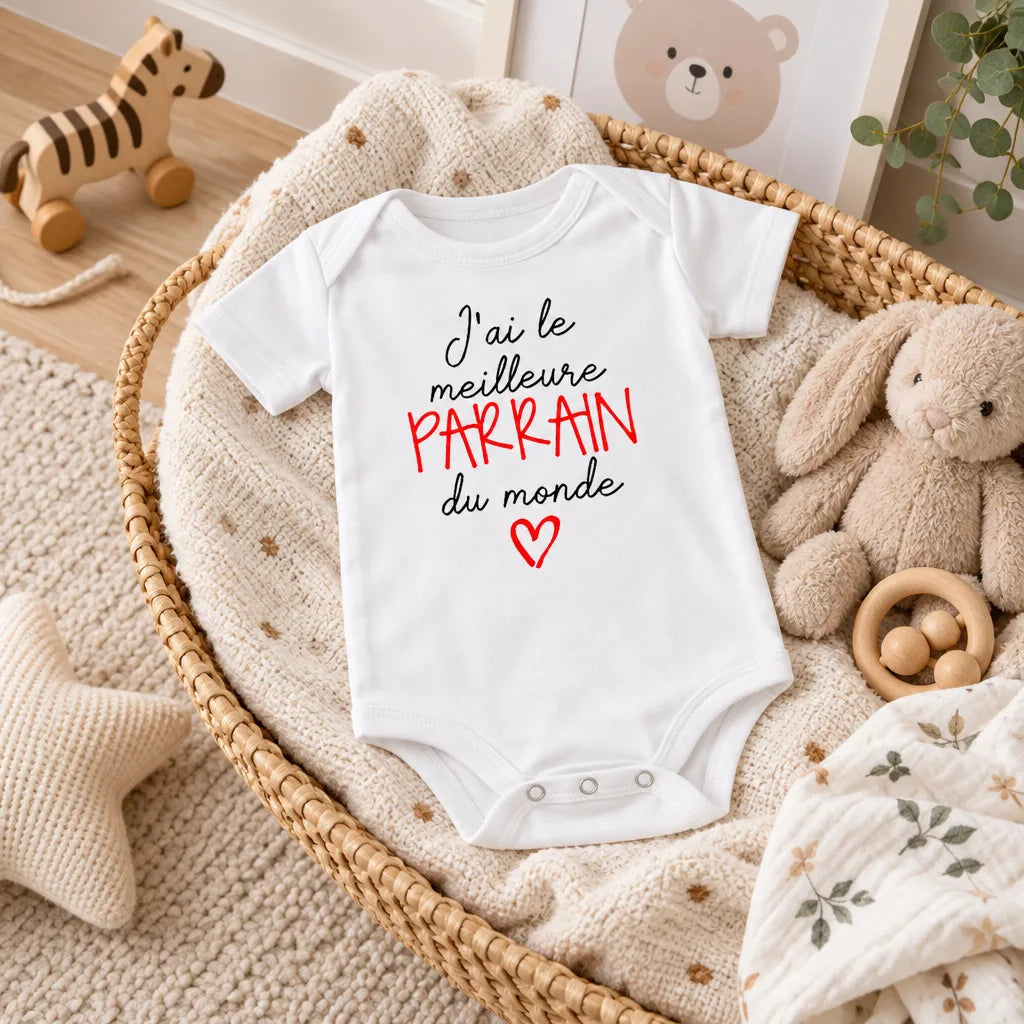 Body Bébé Annonce Marraine ou Parrain – Manches Courtes