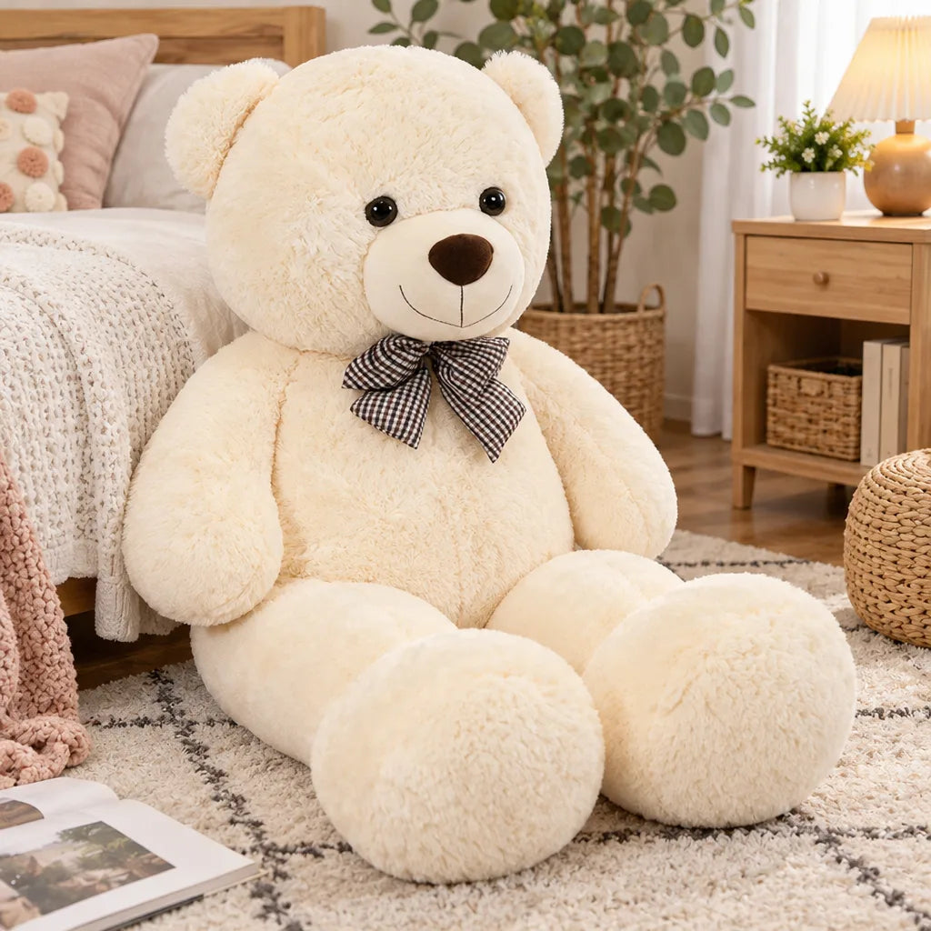Ours en Peluche Géant Doux – Brun Clair ou Blanc