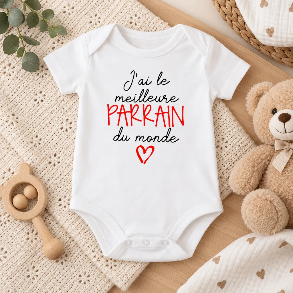 Body Bébé Annonce Marraine ou Parrain – Manches Courtes