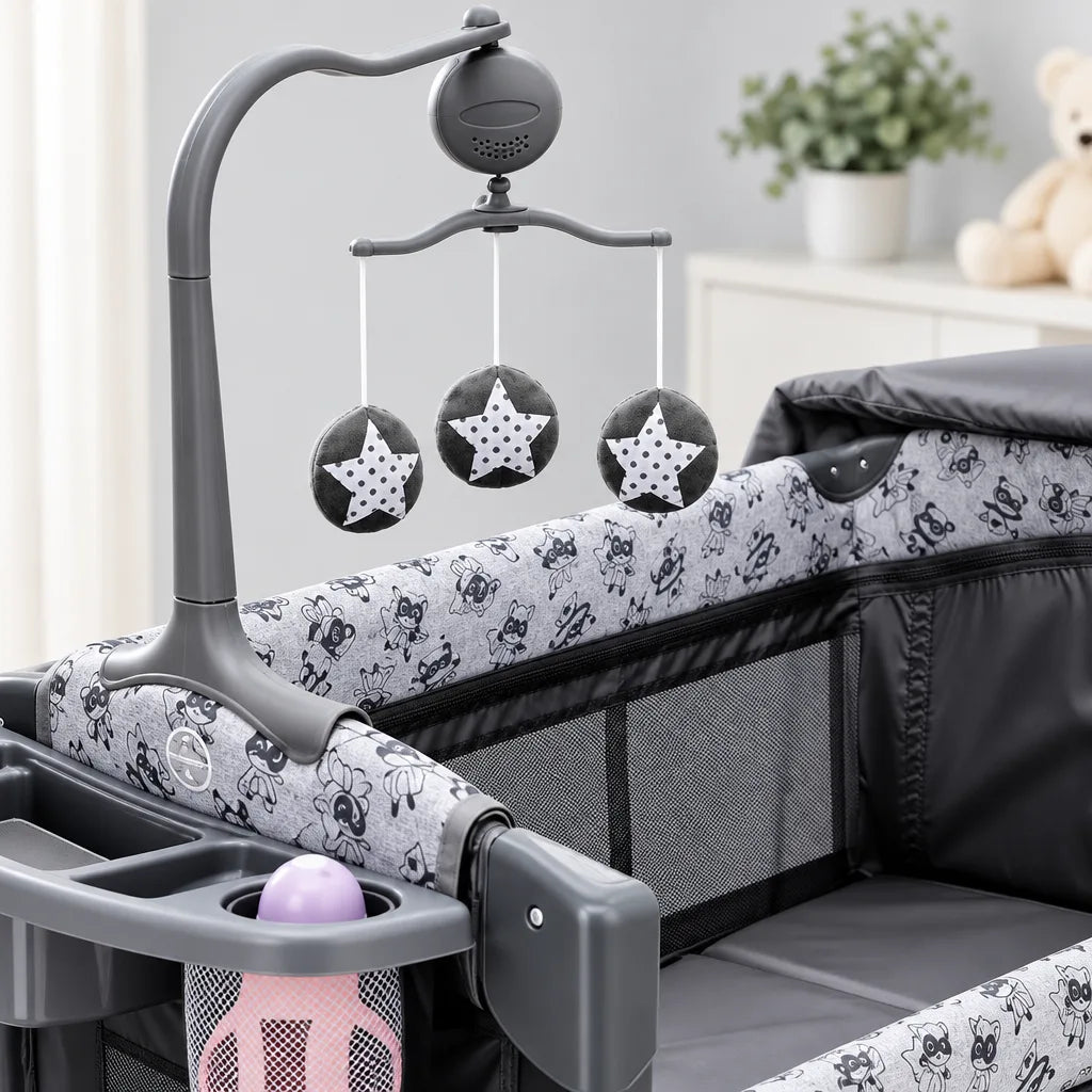 Lit de Voyage Bébé Pliable 5-en-1 avec Table à Langer