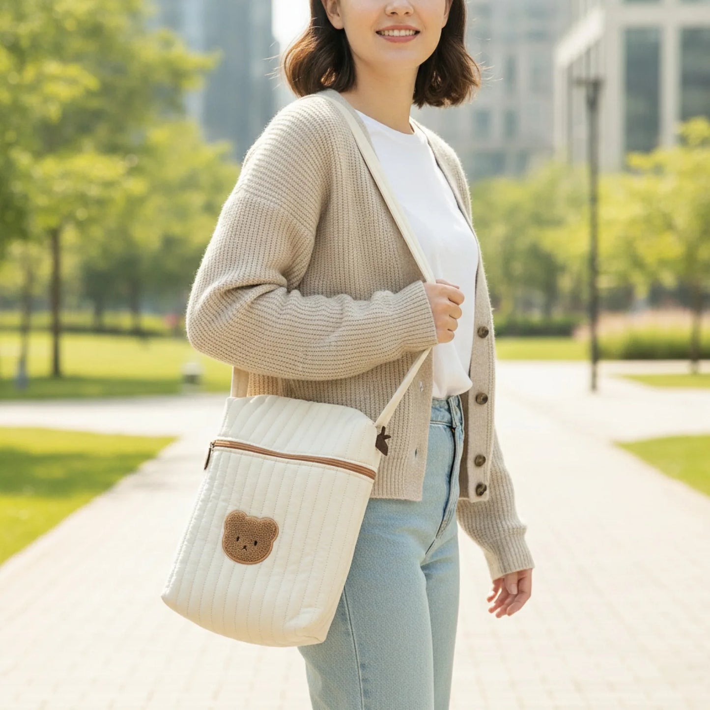 Sac Maternité "Ours Maman" Beige
