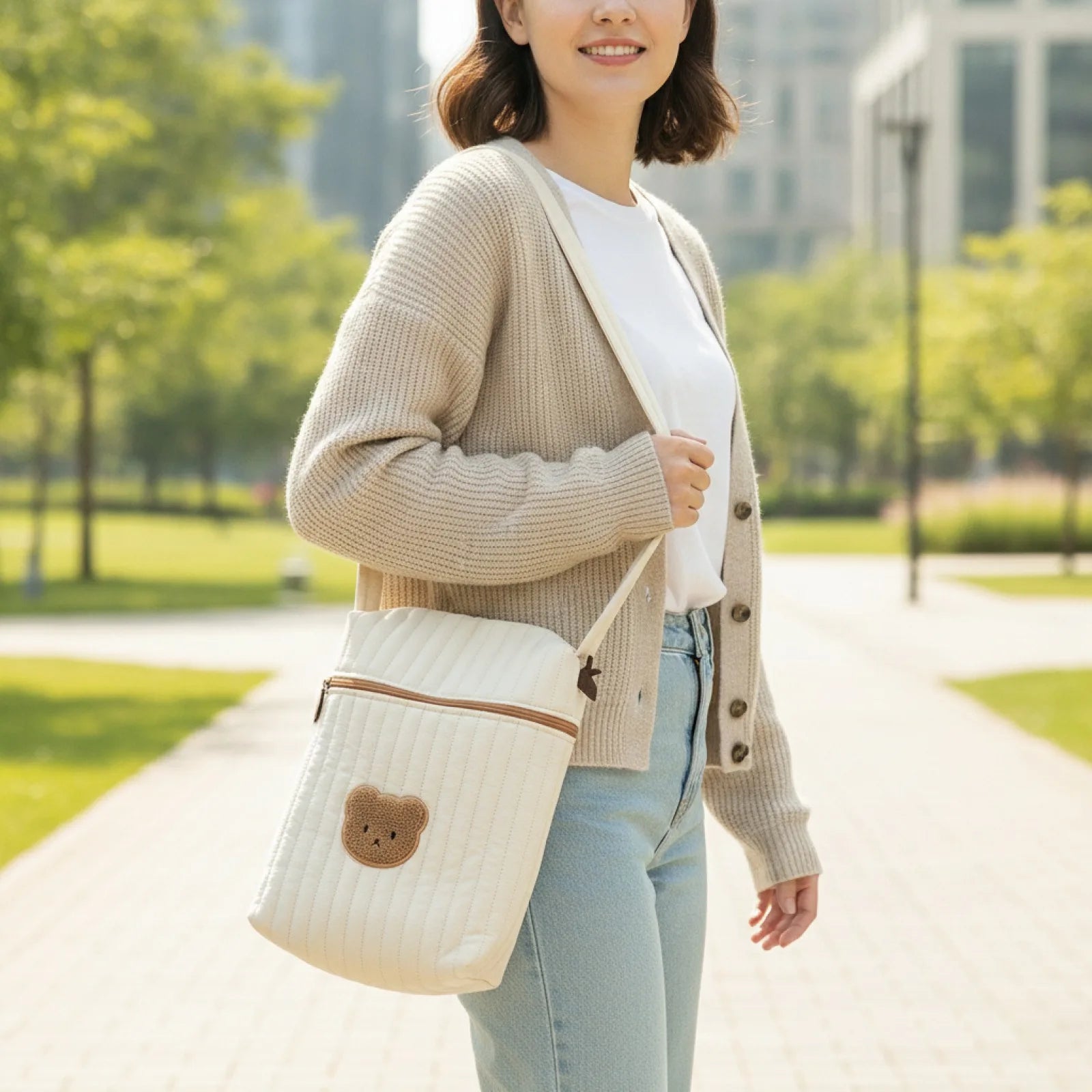 Sac Maternité "Ours Maman" Beige